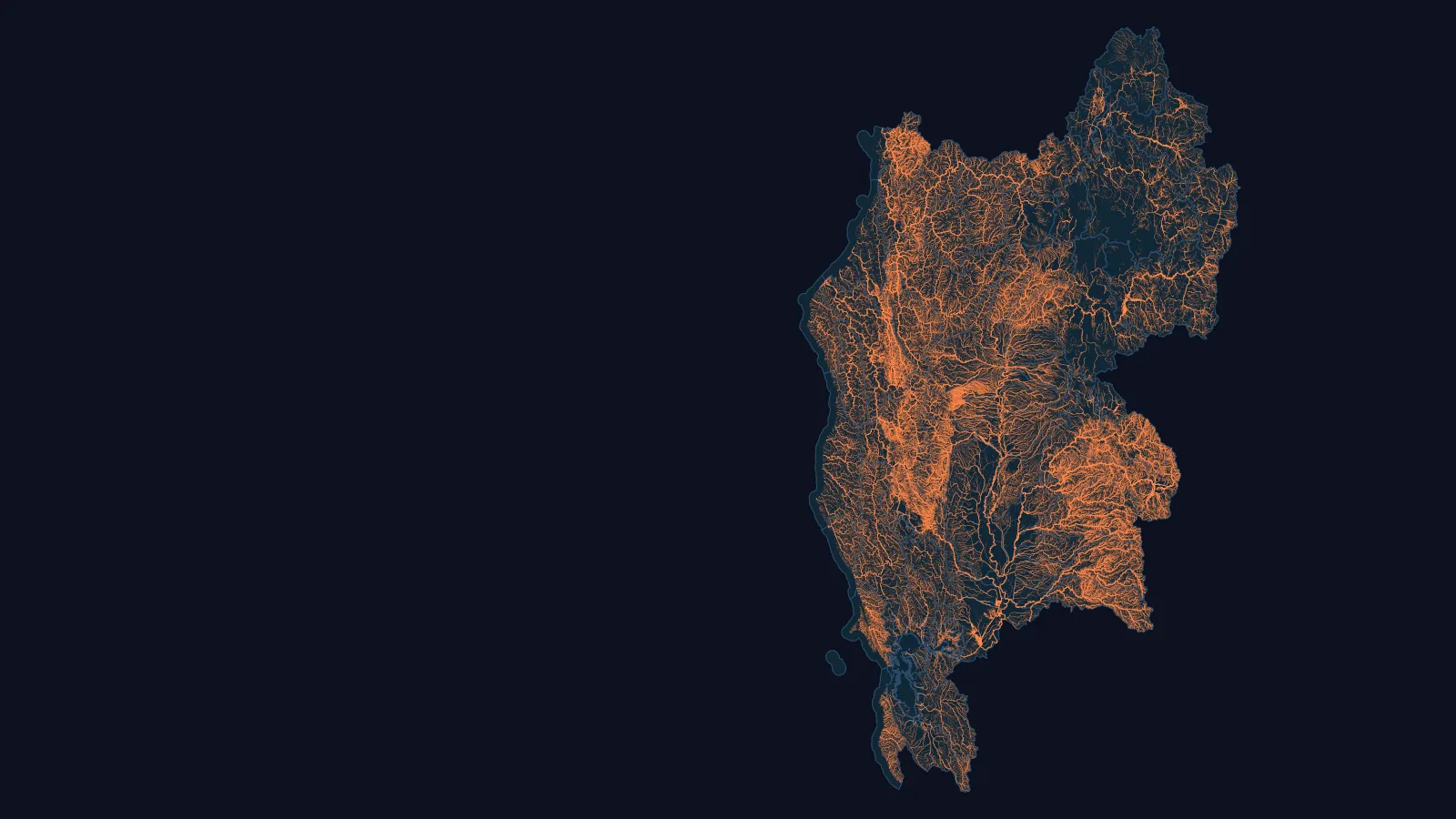The NHDPlus HR network of flow paths across the Klamath-Northern California Coastal, Sacramento and San Francisco Bay basins, drawn from the data our models are built on