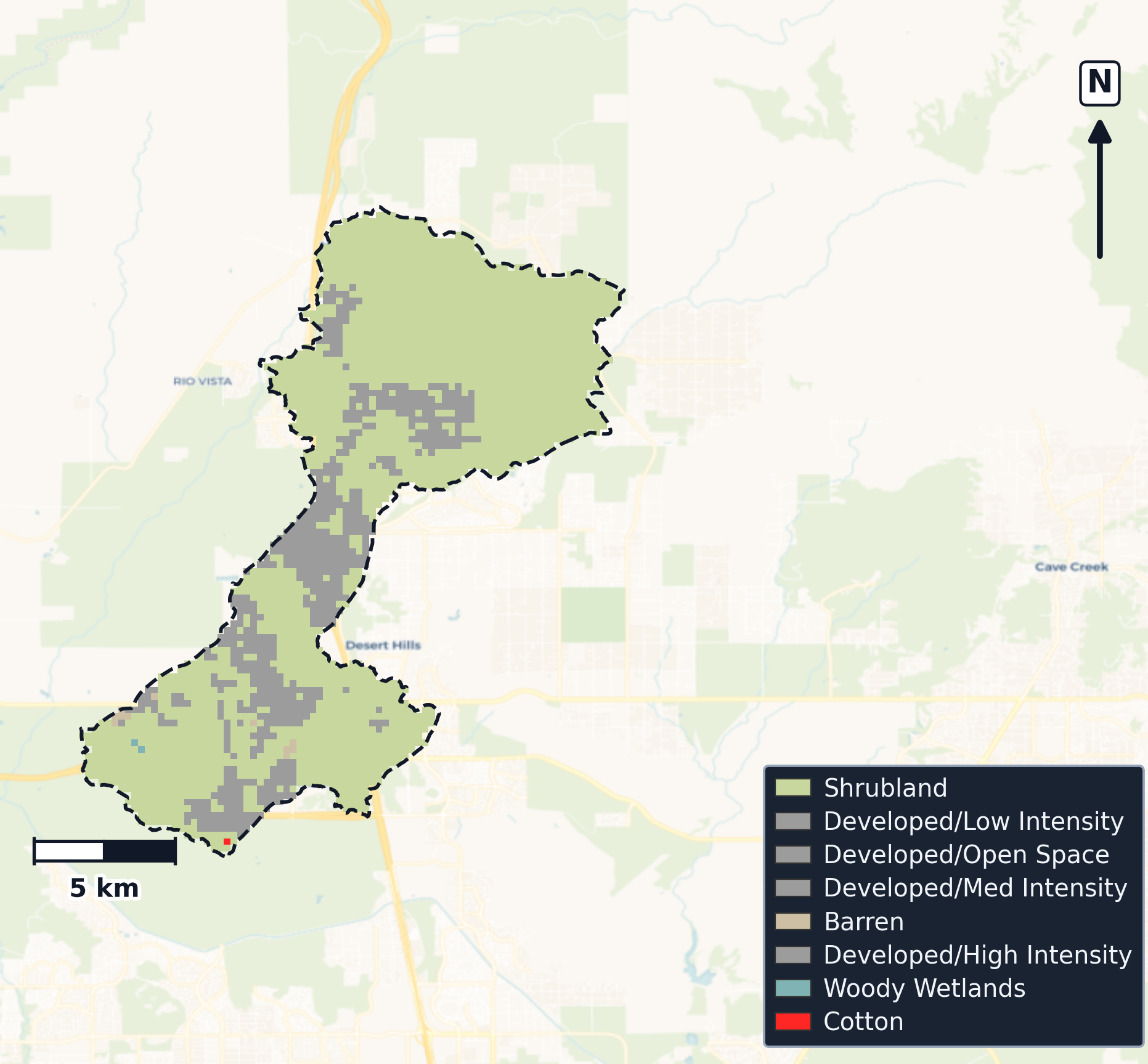 Agua Fria · Arizona — Cropland Data Layer land use, basin clip