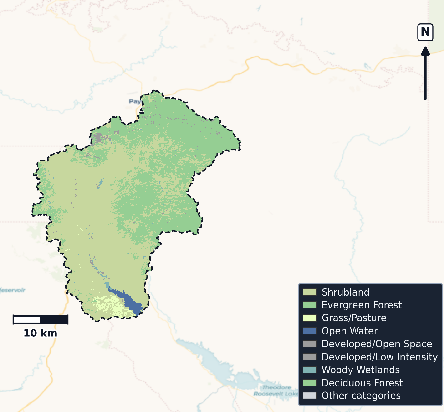 Tonto · Arizona — Cropland Data Layer land use, basin clip