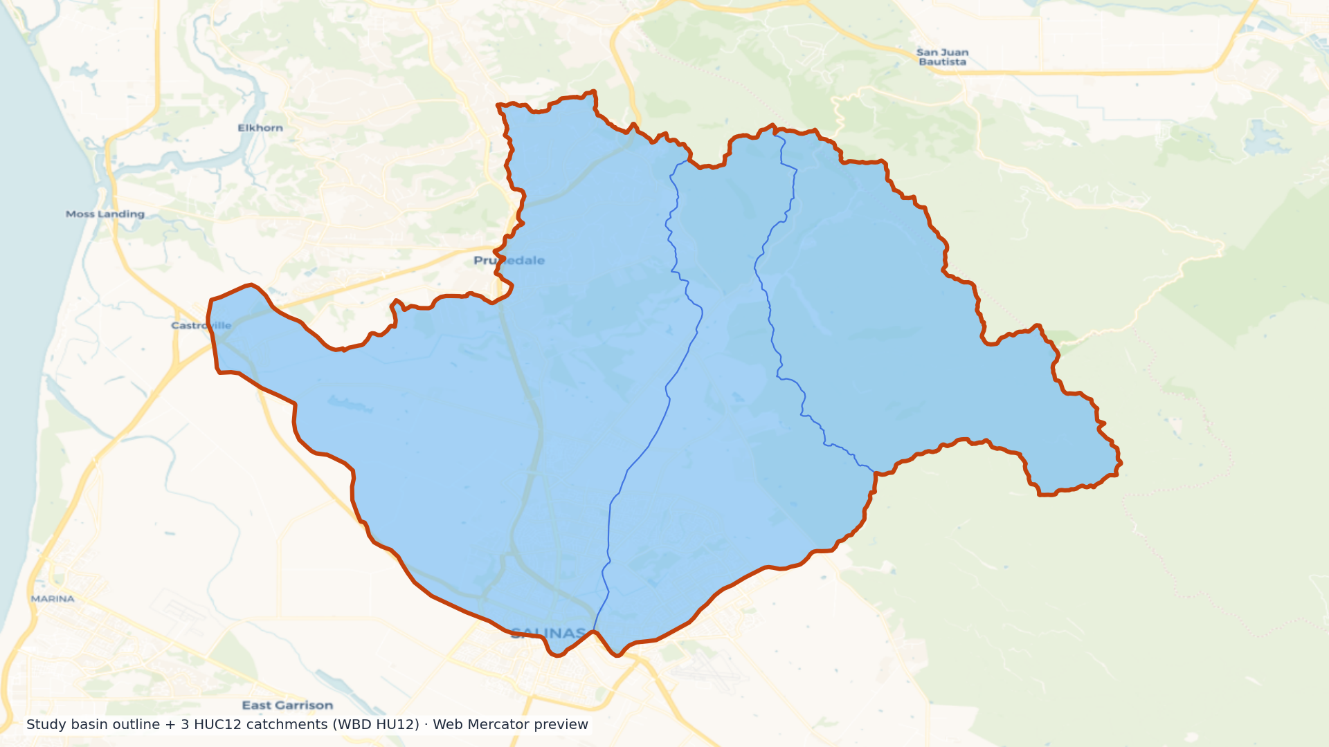 Monterey Bay watershed — HUC8 18060015 (USGS WBD)