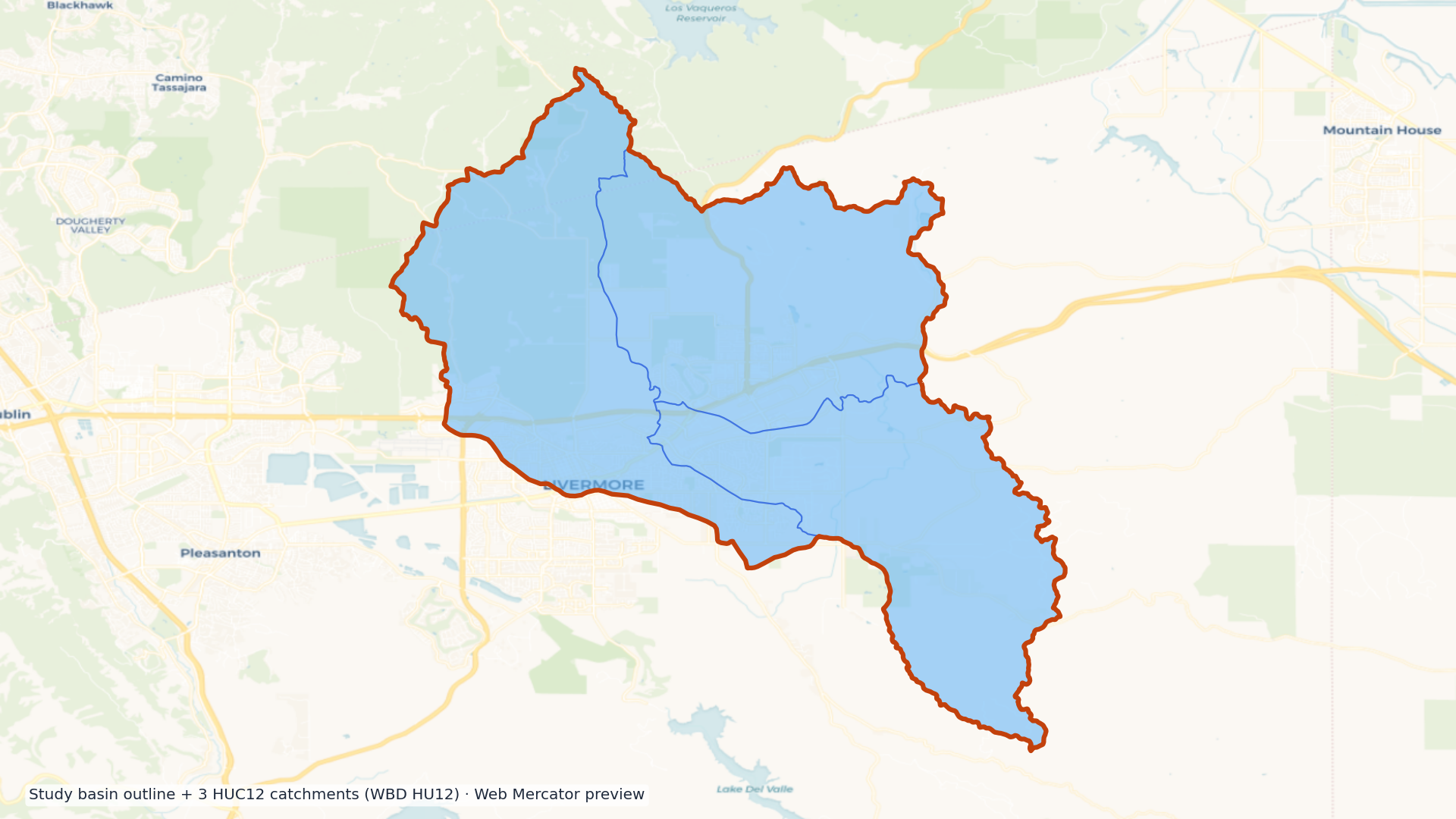 San Francisco Bay watershed — HUC8 18050004 (USGS WBD)