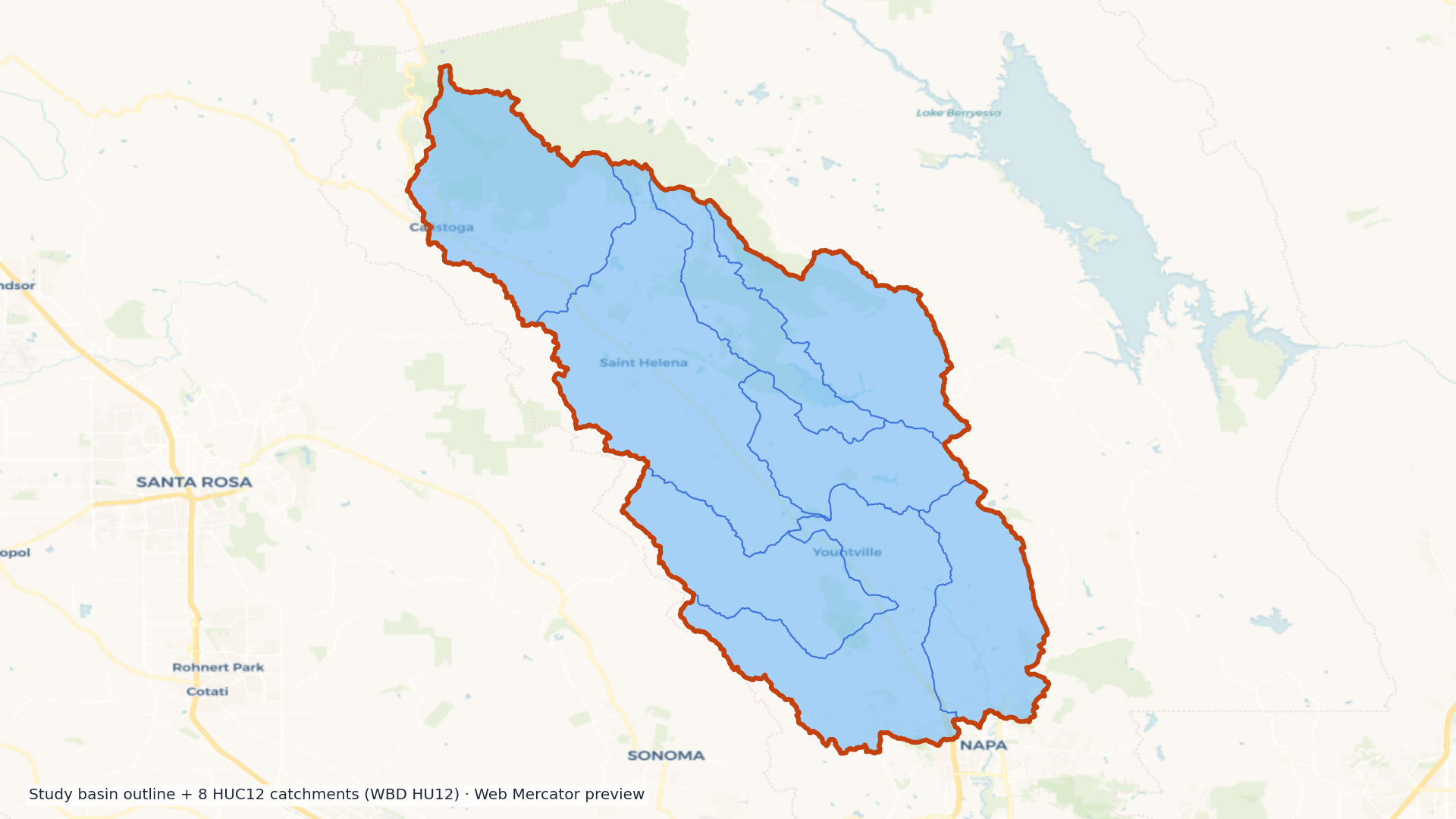 San Pablo Bay watershed — HUC8 18050002 (USGS WBD)