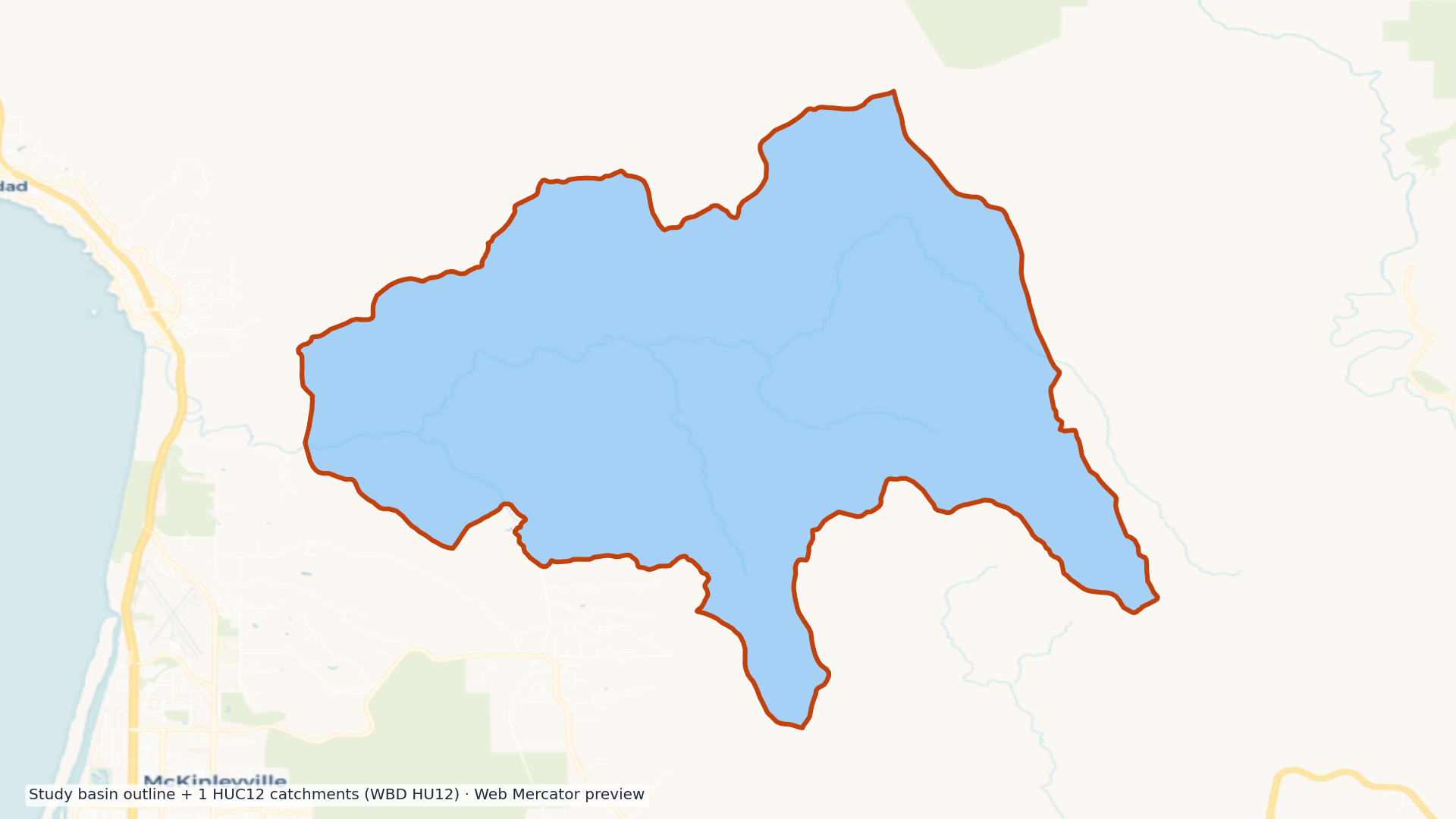 Mad-Redwood watershed — HUC8 18010102 (USGS WBD)