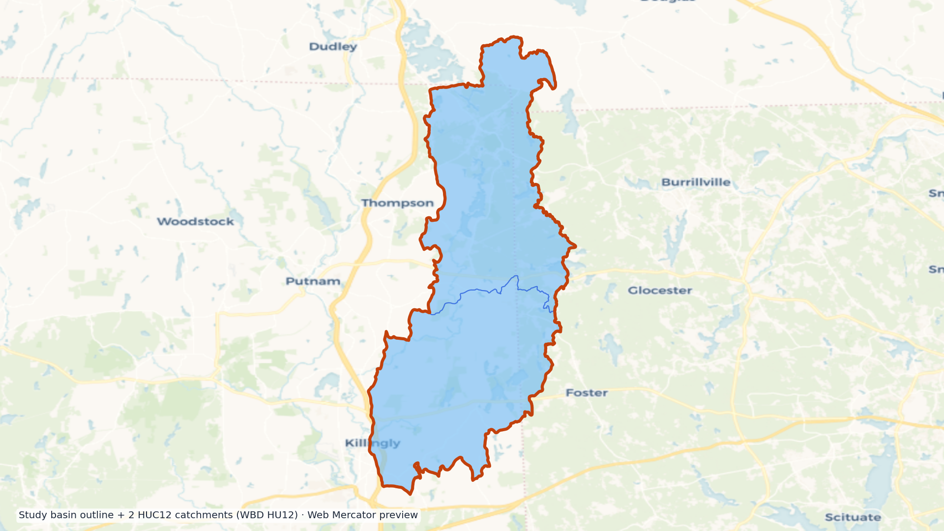 Quinebaug River watershed — HUC8 01100001 (USGS WBD)