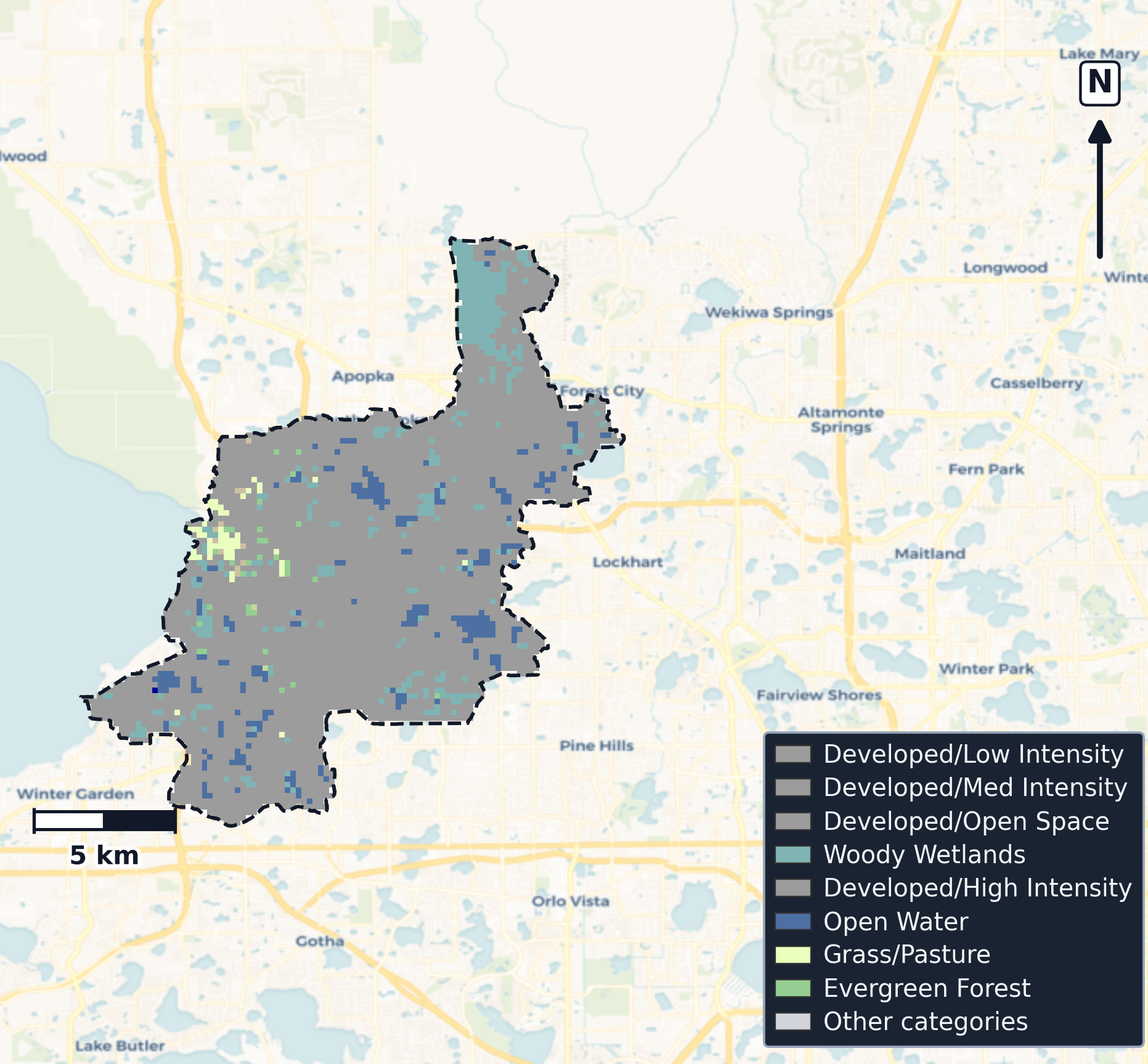 Upper St. Johns · Florida — Cropland Data Layer land use, basin clip