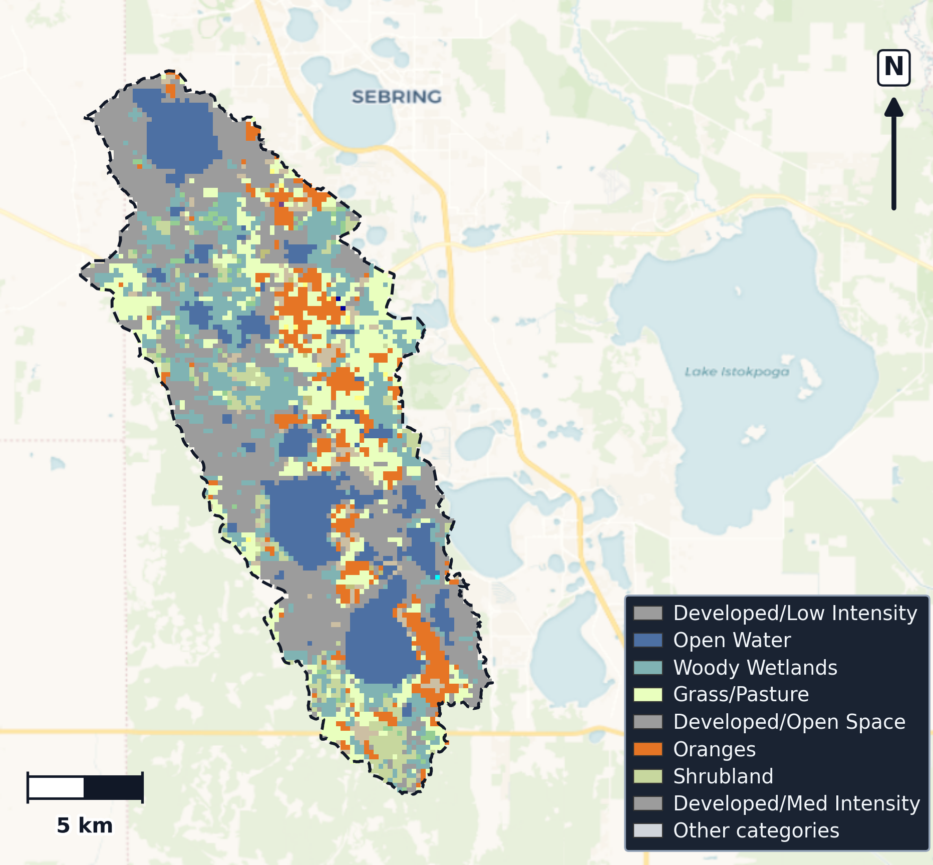 Kissimmee · Florida — Cropland Data Layer land use, basin clip
