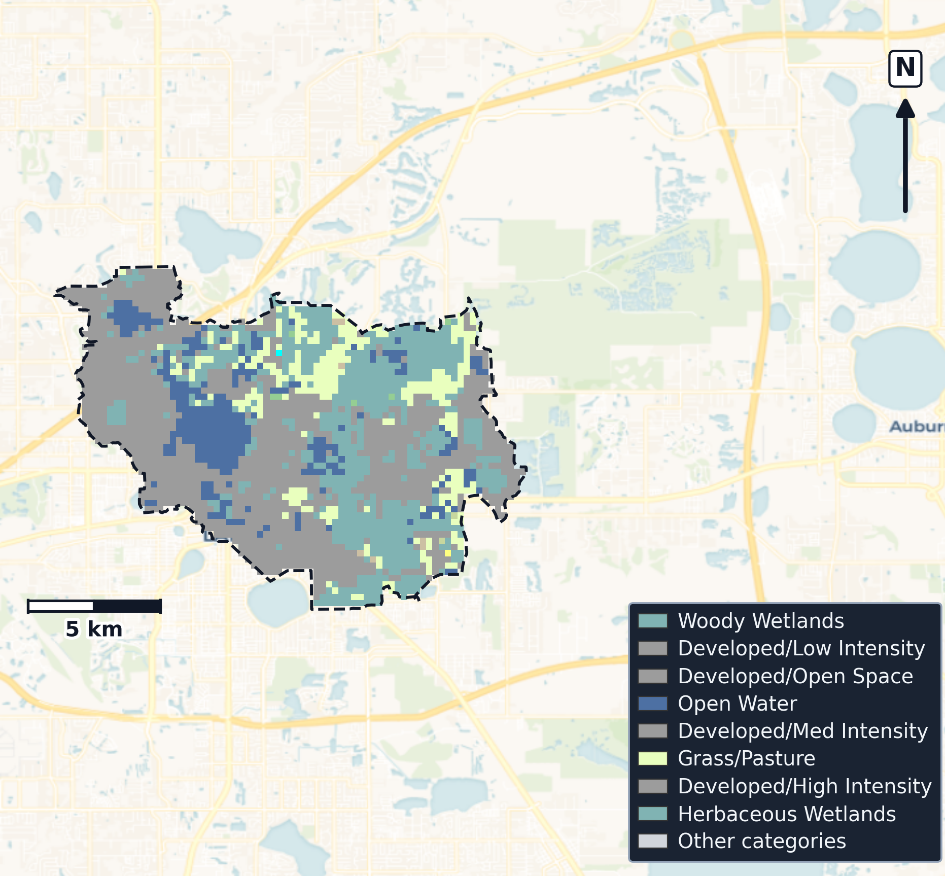 Peace · Florida — Cropland Data Layer land use, basin clip