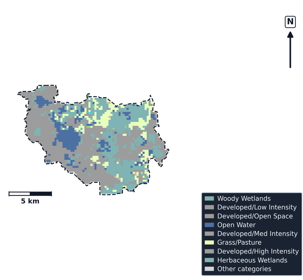 Peace · Florida — Cropland Data Layer land use, basin clip