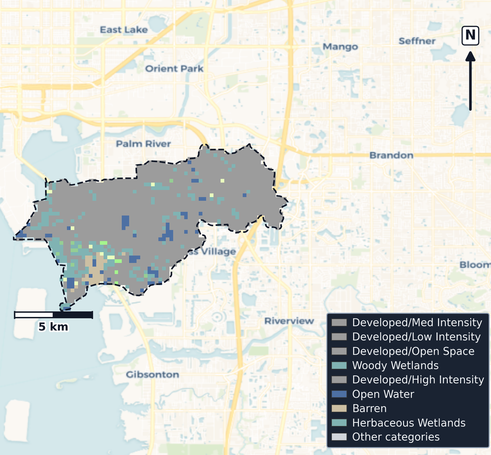 Tampa Bay · Florida — Cropland Data Layer land use, basin clip