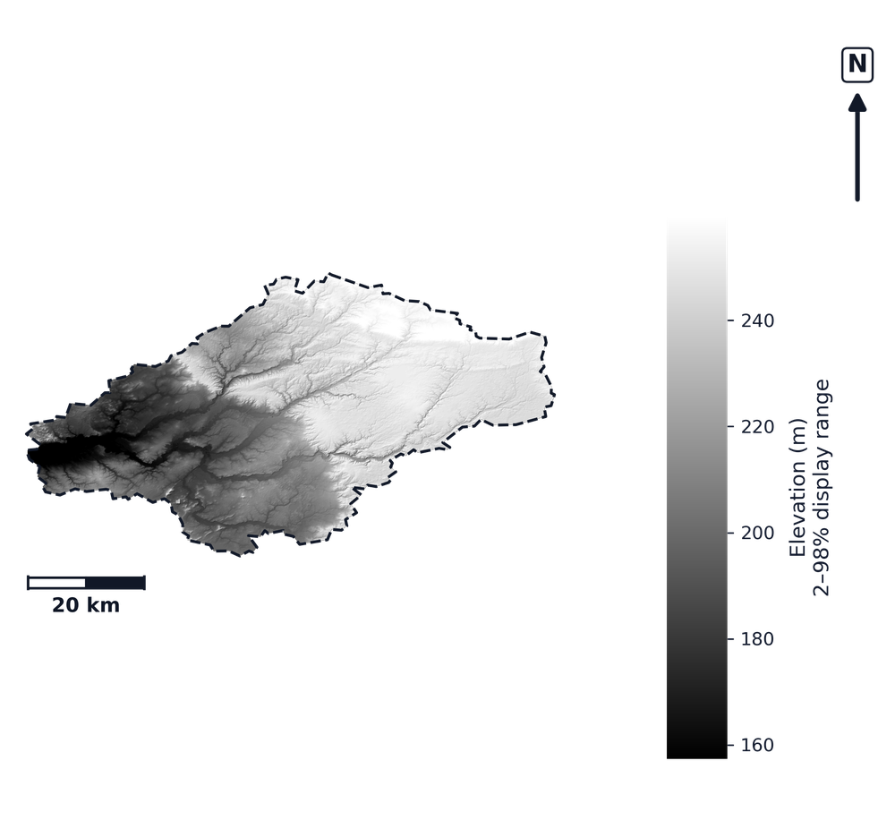 Salt · Illinois — DEM hillshade, basin mask (same layout as flood-report maps)
