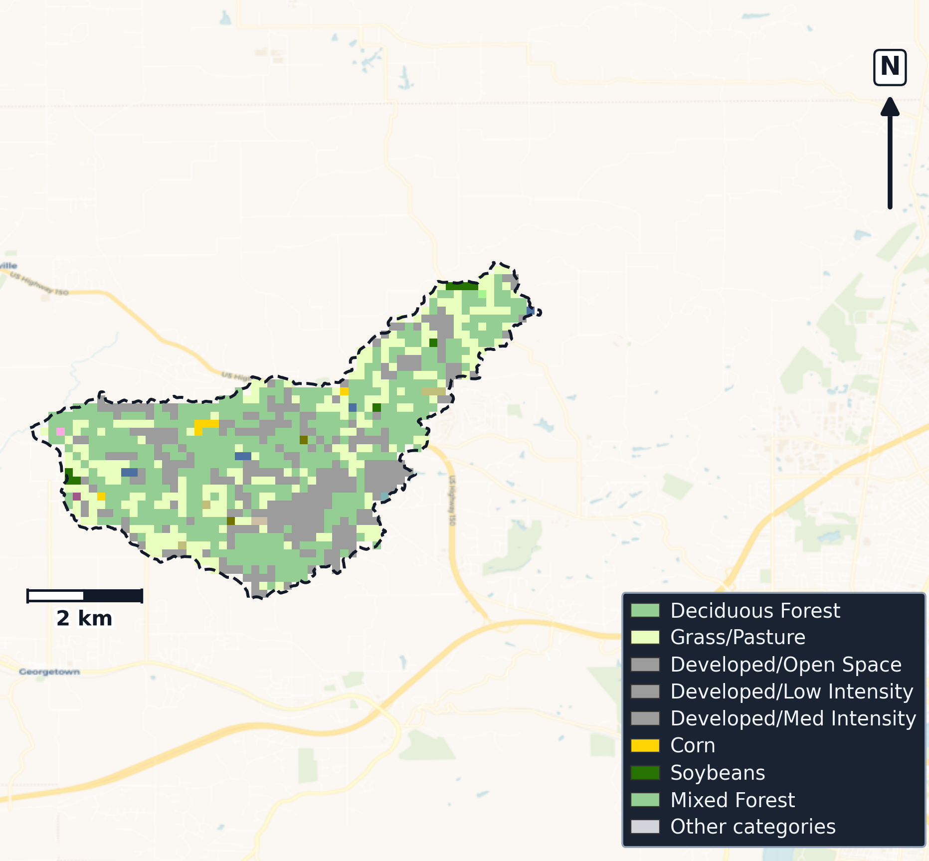 Blue-Sinking · Indiana — Cropland Data Layer land use, basin clip