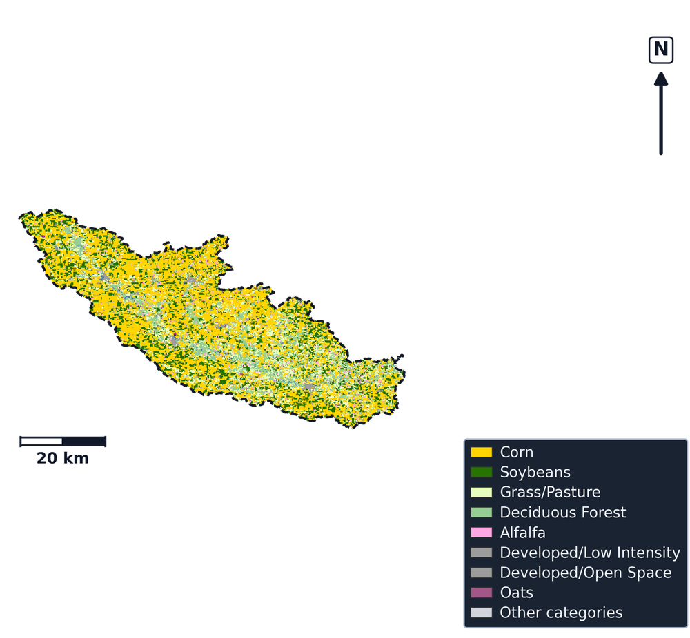 Maquoketa · Iowa — Cropland Data Layer land use, basin clip