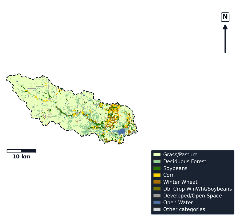 Elk · Kansas — Cropland Data Layer land use, basin clip