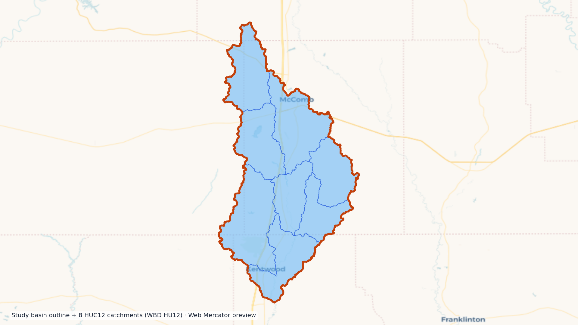 Tangipahoa watershed — HUC8 08070205 (USGS WBD)