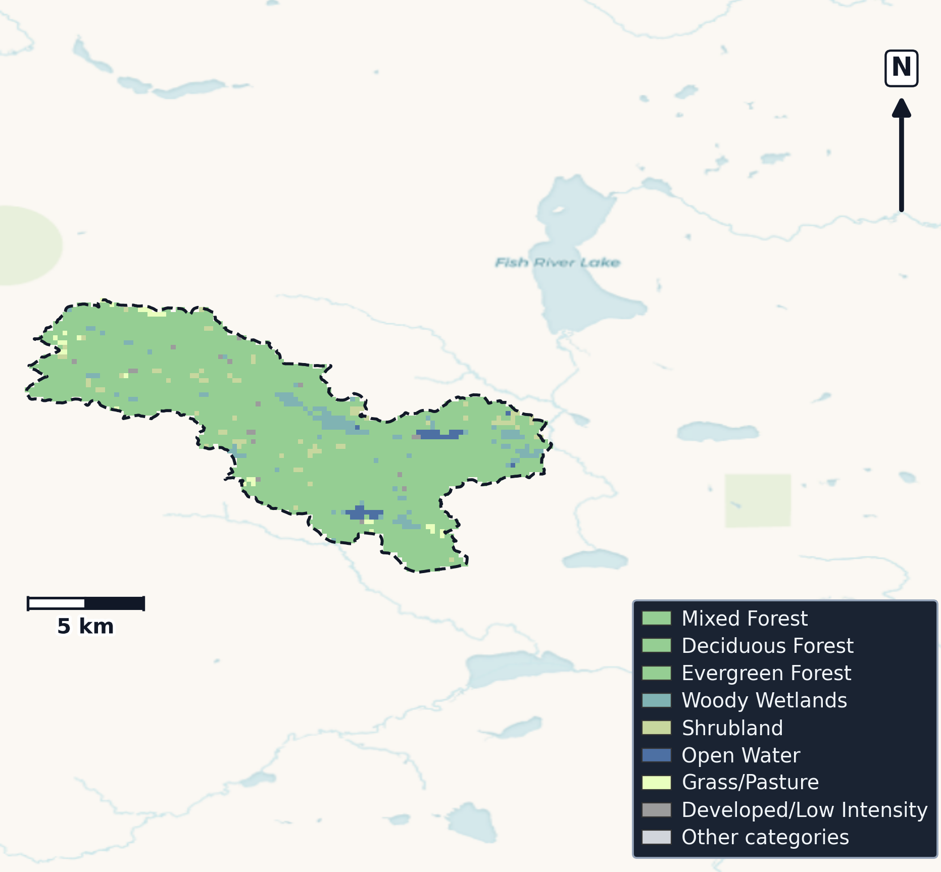 Fish River · Maine — Cropland Data Layer land use, basin clip