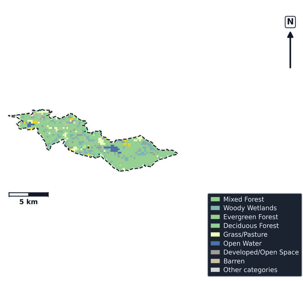 Piscataquis River · Maine — Cropland Data Layer land use, basin clip