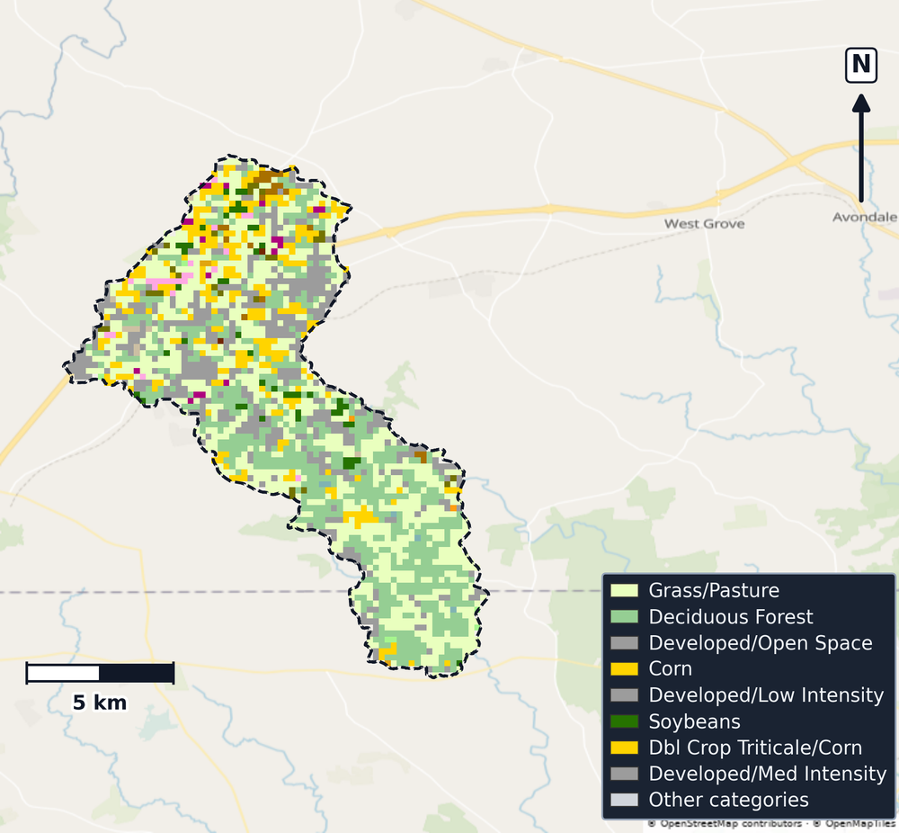 Chester-Sassafras · Maryland — Cropland Data Layer land use, basin clip