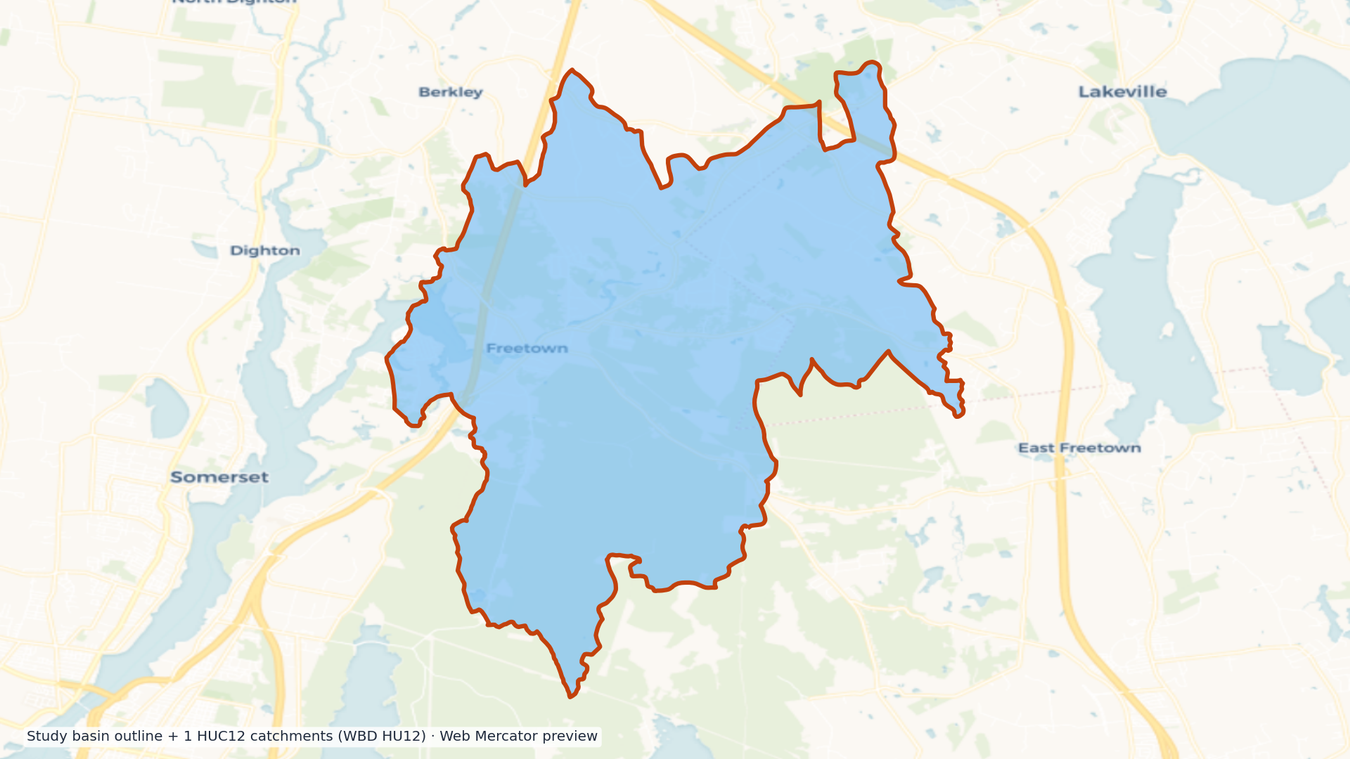 Narragansett watershed — HUC8 01090004 (USGS WBD)