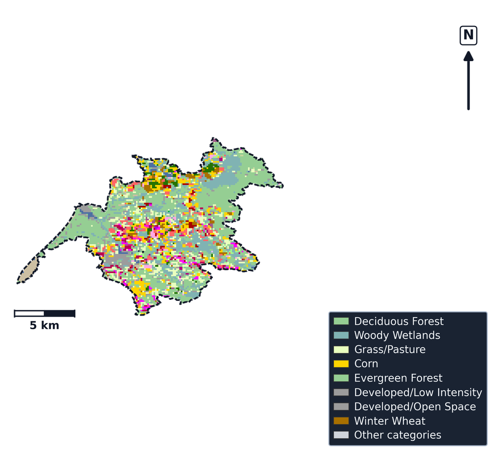 Pere Marquette-White · Michigan — Cropland Data Layer land use, basin clip