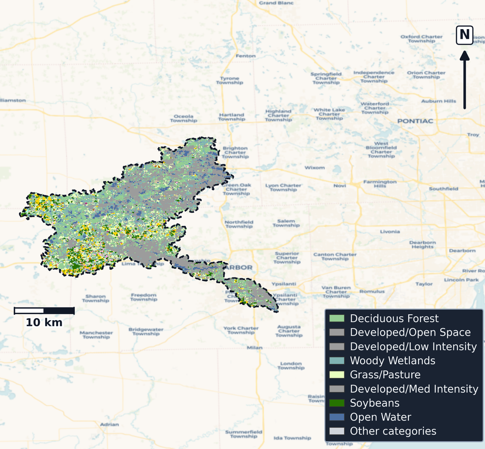 Huron · Michigan — Cropland Data Layer land use, basin clip