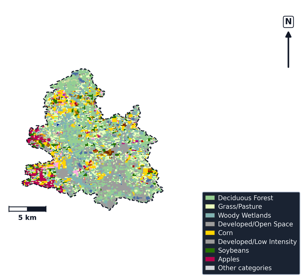 Lower Grand · Michigan — Cropland Data Layer land use, basin clip