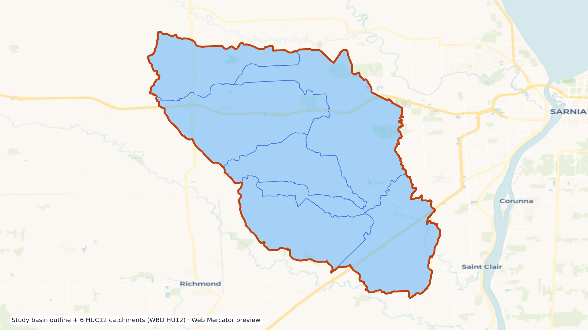 St. Clair watershed — HUC8 04090001 (USGS WBD)