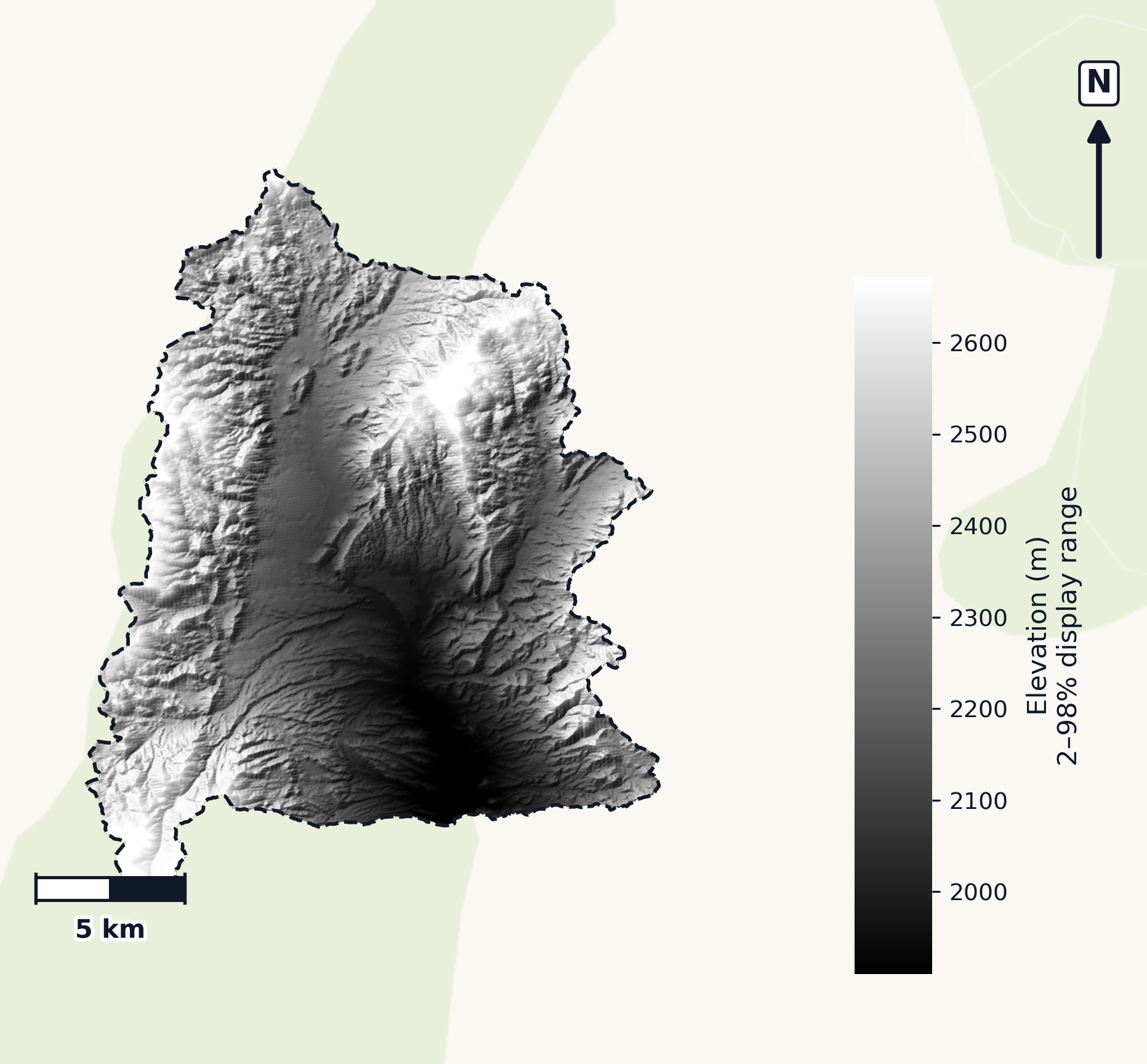 Hot Creek-Railroad Valleys · Nevada — DEM hillshade, basin mask (same layout as flood-report maps)