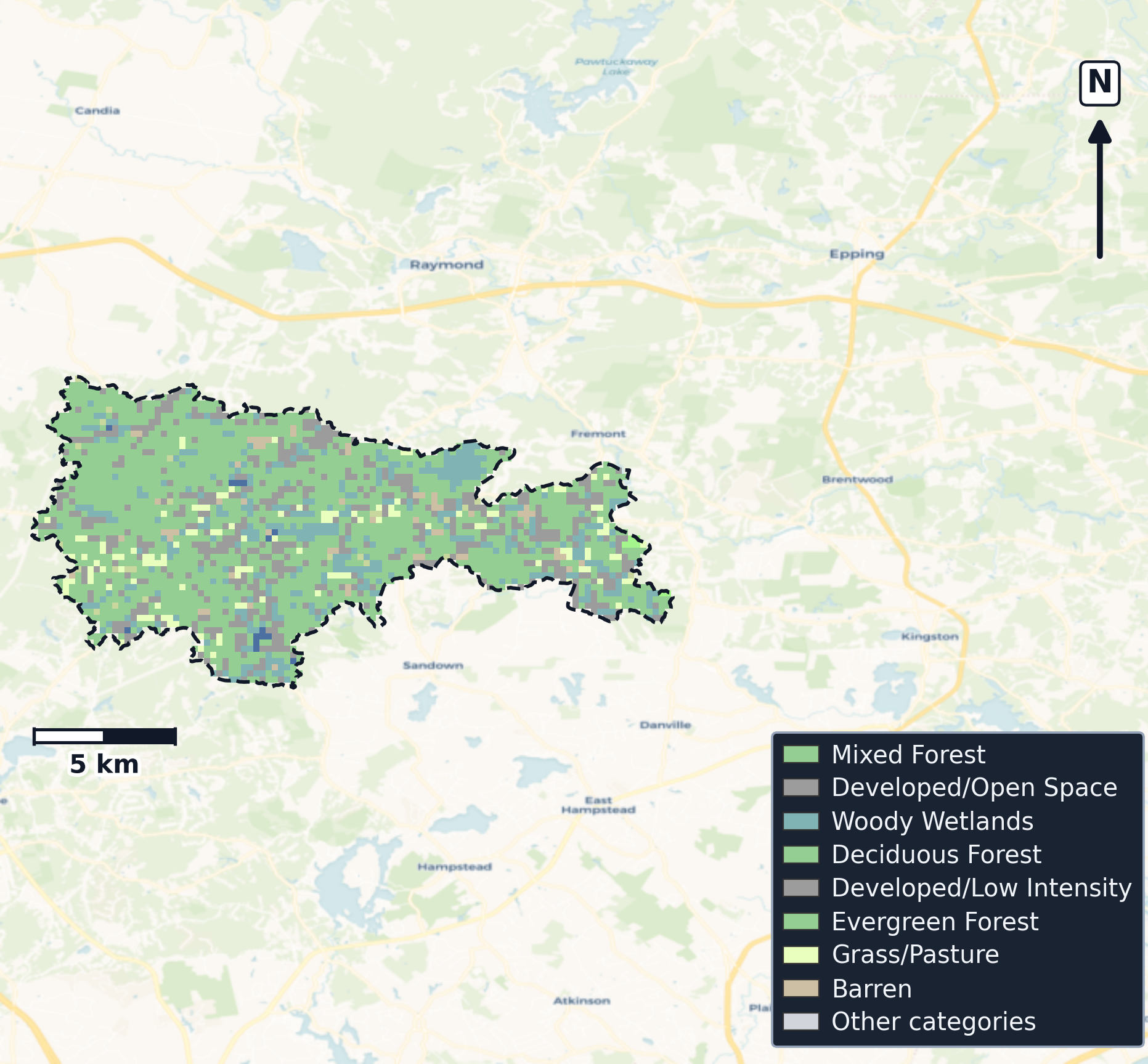 Piscataqua-Salmon Falls · New Hampshire — Cropland Data Layer land use, basin clip