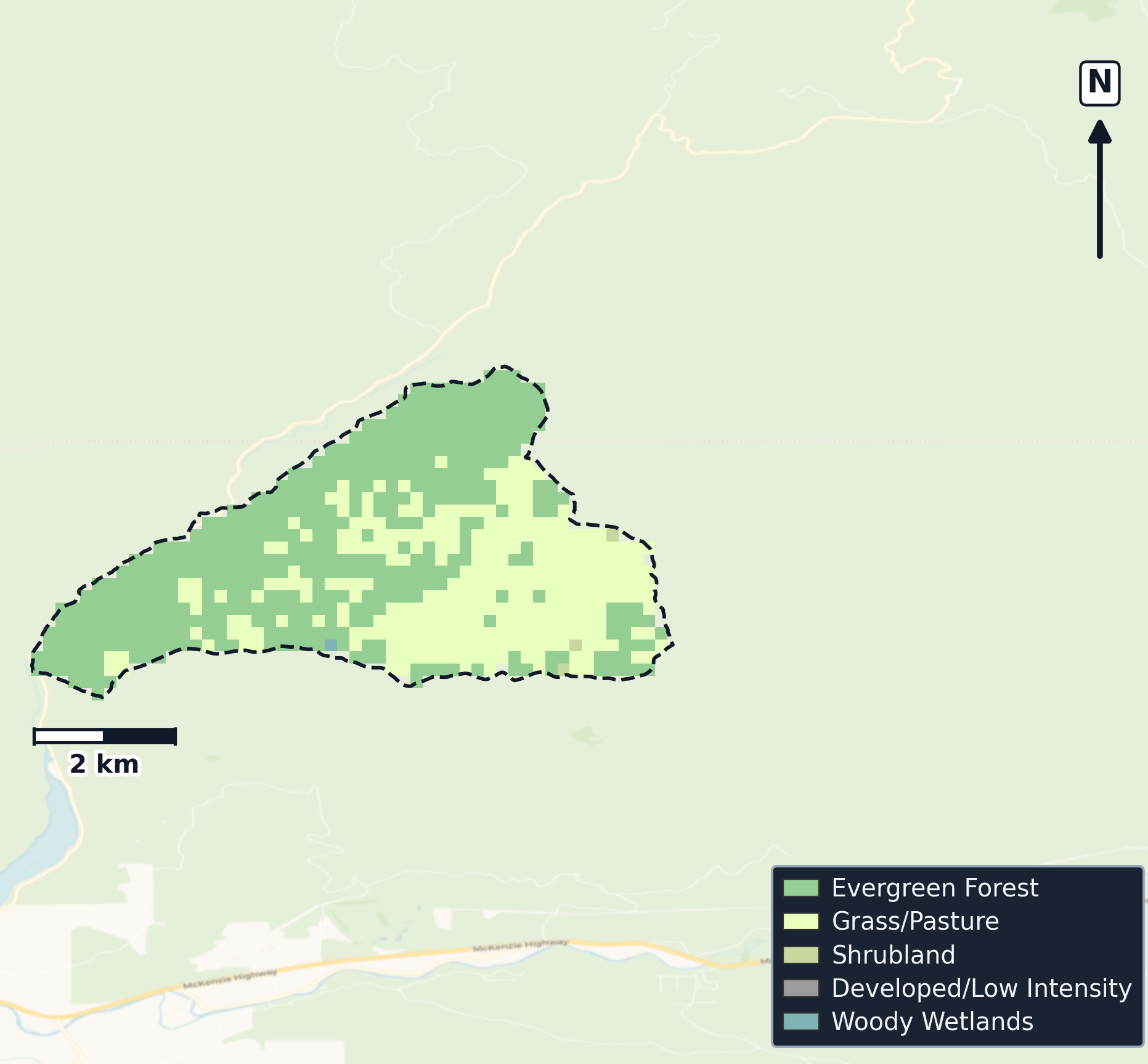 Mckenzie · Oregon — Cropland Data Layer land use, basin clip