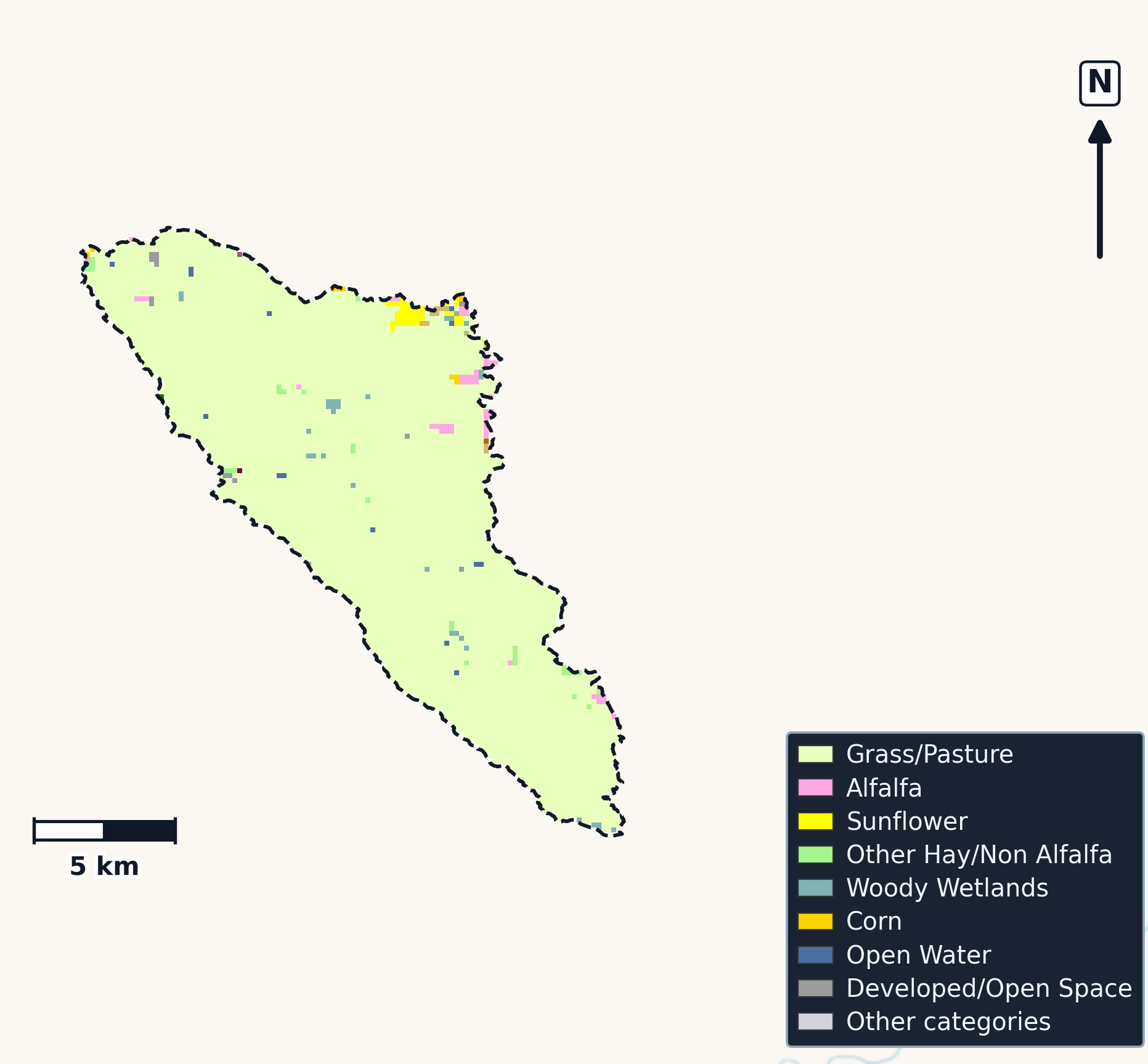 Lower Cheyenne · South Dakota — Cropland Data Layer land use, basin clip