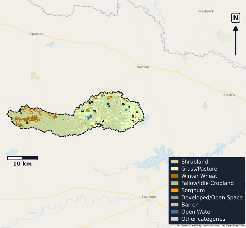 Southern Beaver · Texas — Cropland Data Layer land use, basin clip