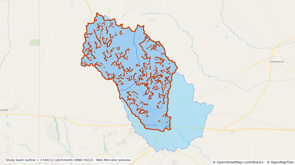 Upper Sabine watershed — HUC8 12010001 (USGS WBD)