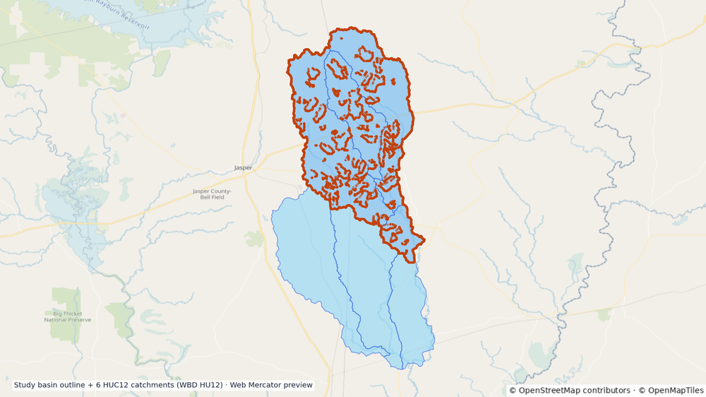 Lower Sabine watershed — HUC8 12010005 (USGS WBD)
