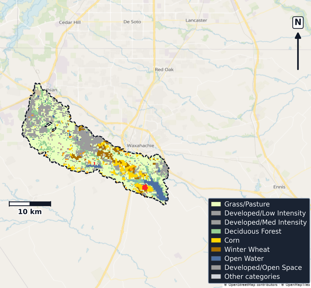 Chambers · Texas — Cropland Data Layer land use, basin clip