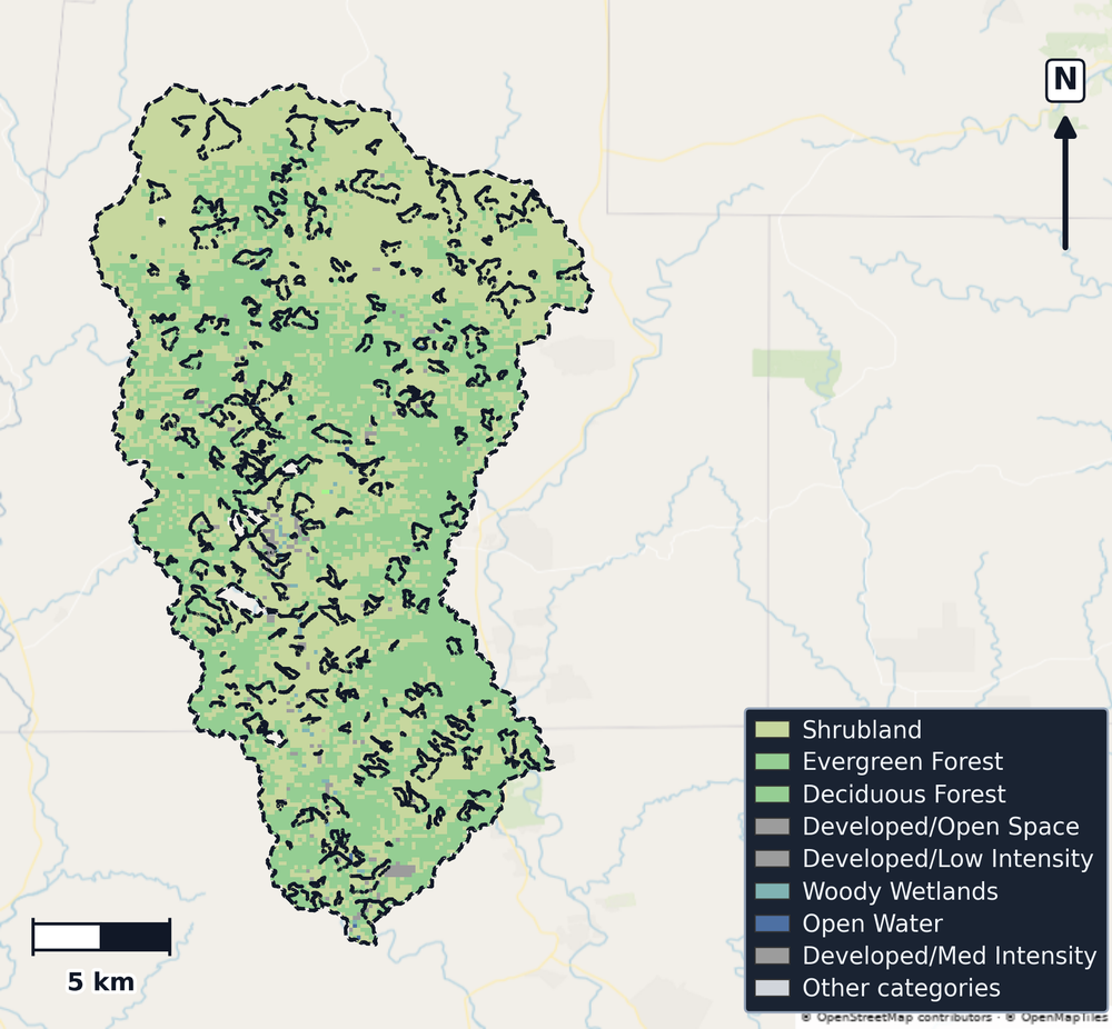 Upper Frio · Texas — Cropland Data Layer land use, basin clip