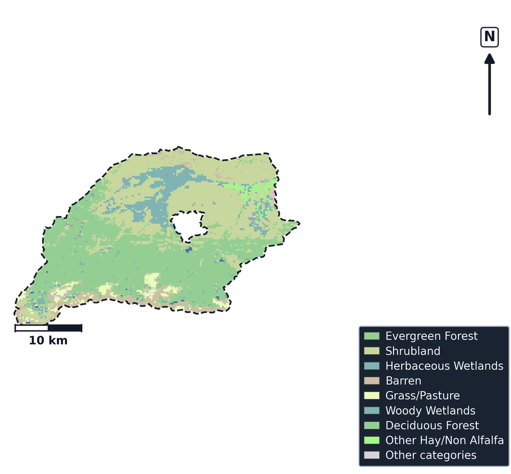 Upper Green-Flaming Gorge Reservoir · Utah — Cropland Data Layer land use, basin clip