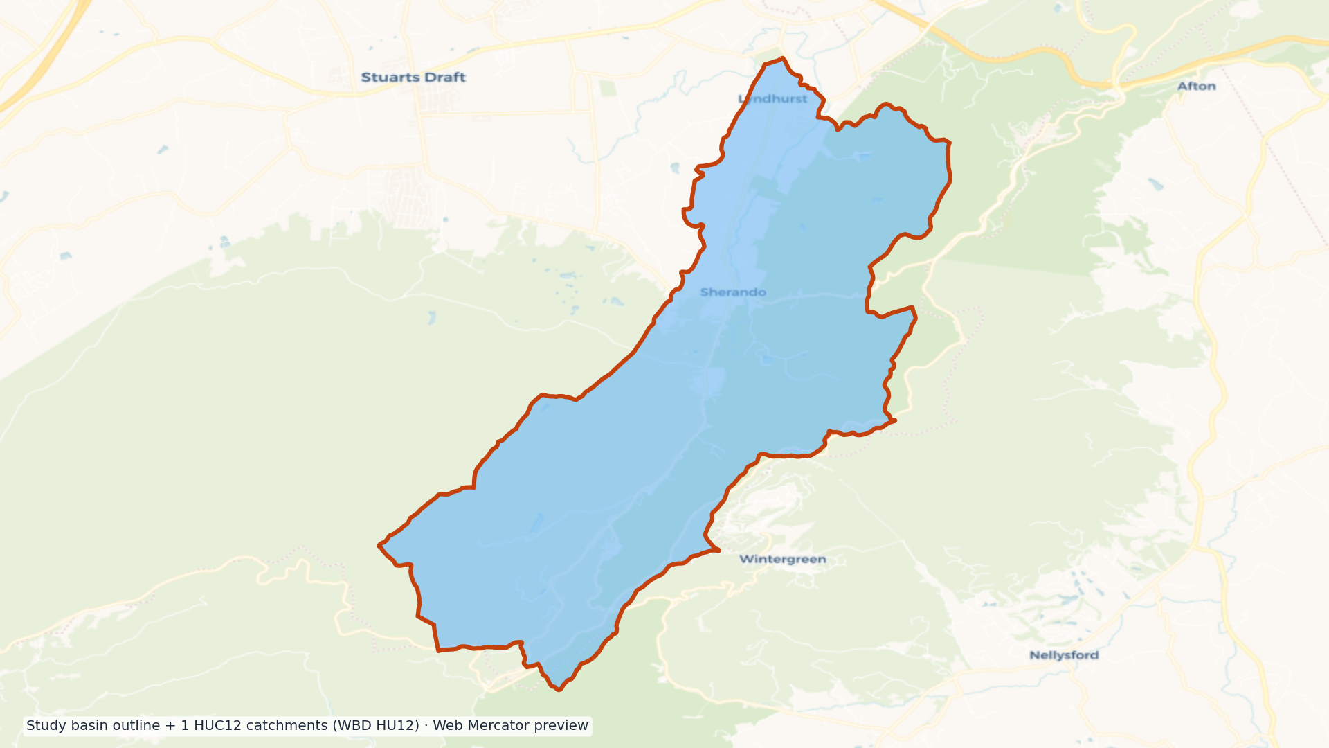 South Fork Shenandoah watershed — HUC8 02070005 (USGS WBD)