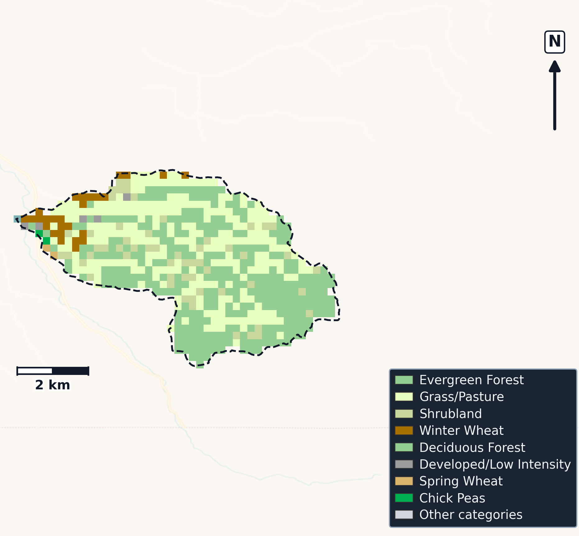 Walla Walla · Washington — Cropland Data Layer land use, basin clip