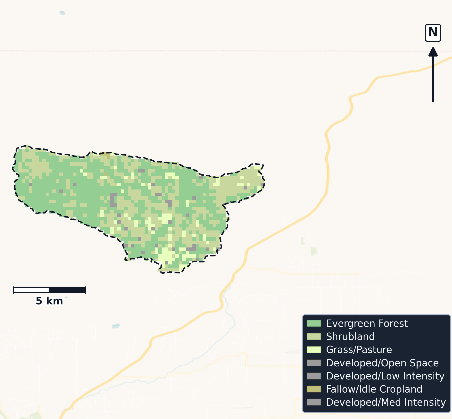 Klickitat · Washington — Cropland Data Layer land use, basin clip