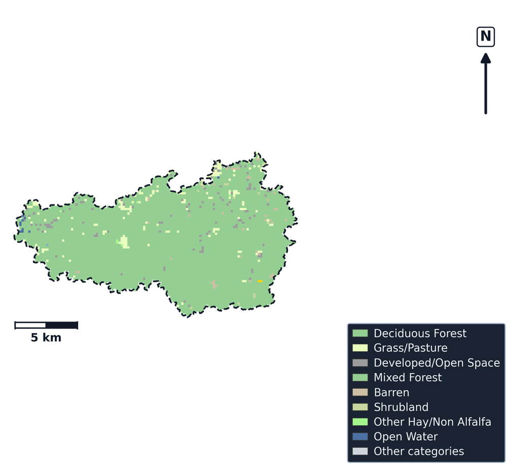 Little Kanawha · West Virginia — Cropland Data Layer land use, basin clip