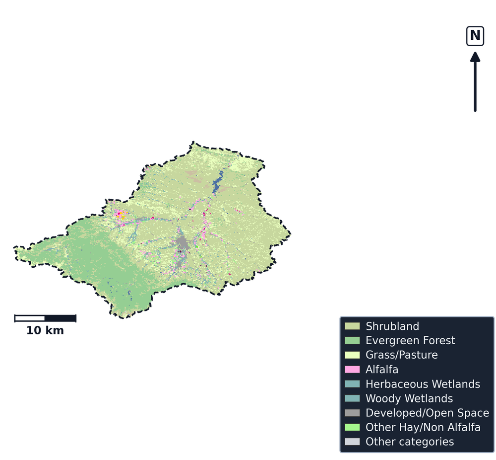 Upper Tongue · Wyoming — Cropland Data Layer land use, basin clip