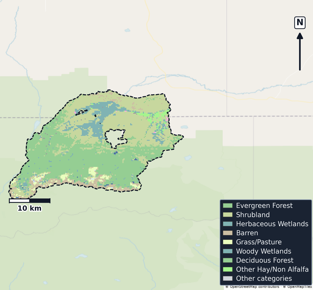 Upper Green-Flaming Gorge Reservoir · Wyoming — Cropland Data Layer land use, basin clip